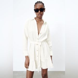 Zara linen shirt dress